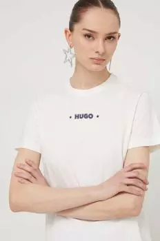 Хлопковая футболка Hugo, белый