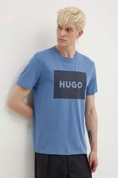 Хлопковая футболка HUGO, синий