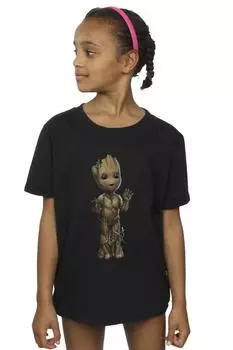 Хлопковая футболка I Am Groot Wave Pose Marvel, черный