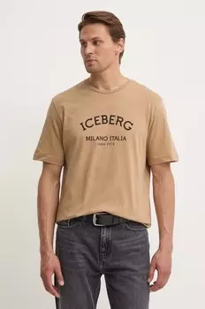 Хлопковая футболка Iceberg, бежевый