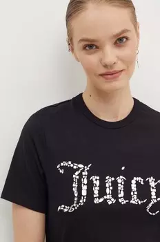Хлопковая футболка Juicy Couture ФУТБОЛКА DIAMANTE JEWEL GIRLFRIEND-, черный