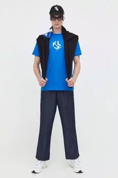 Хлопковая футболка Karl Lagerfeld Jeans, синий