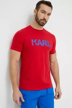 Хлопковая футболка Karl Lagerfeld, красный