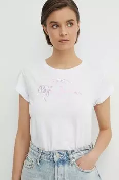 Хлопковая футболка Keltse Pepe Jeans, белый