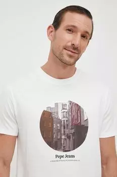 Хлопковая футболка Kervin Pepe Jeans, белый
