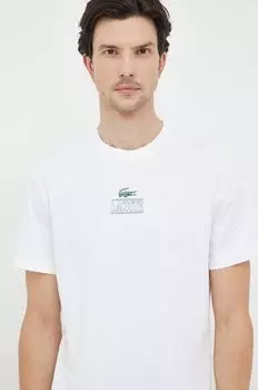 Хлопковая футболка Lacoste, белый