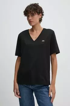 Хлопковая футболка Lacoste, черный