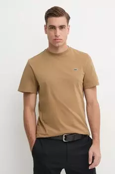 Хлопковая футболка Lacoste, коричневый
