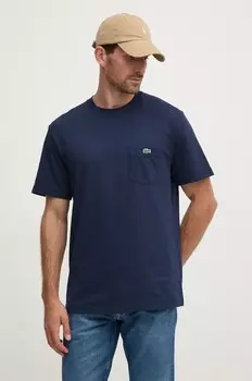 Хлопковая футболка Lacoste, темно-синий