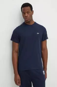 Хлопковая футболка Lacoste, темно-синий