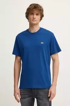 Хлопковая футболка Lacoste, темно-синий