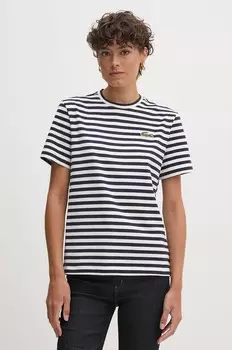 Хлопковая футболка Lacoste, темно-синий