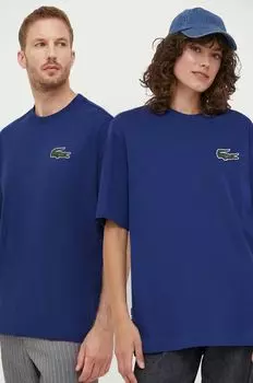 Хлопковая футболка Lacoste, темно-синий