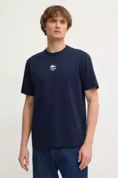 Хлопковая футболка Lacoste, темно-синий