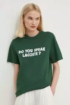 Хлопковая футболка Lacoste, зеленый