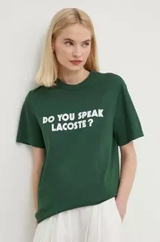 Хлопковая футболка Lacoste, зеленый