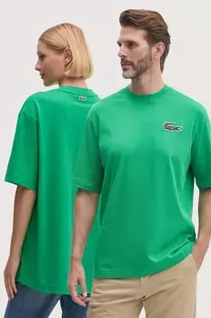 Хлопковая футболка Lacoste, зеленый