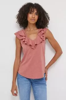 Хлопковая футболка Lauren Ralph Lauren, розовый