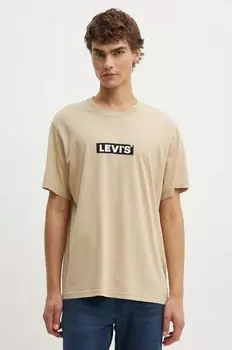 Хлопковая футболка Levi's, бежевый