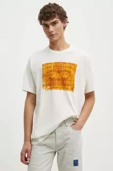 Хлопковая футболка Levi's, бежевый