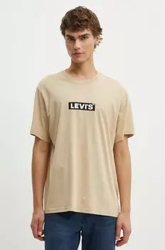Хлопковая футболка Levi's, бежевый