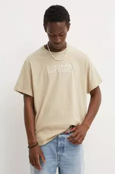 Хлопковая футболка Levi's, бежевый