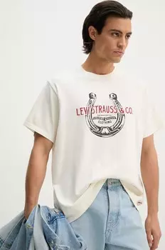 Хлопковая футболка Levi's, бежевый