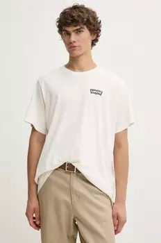 Хлопковая футболка Levi's, бежевый