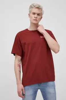 Хлопковая футболка Levi's, бордовый
