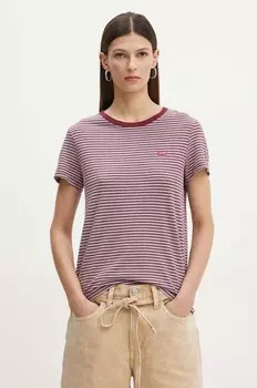 Хлопковая футболка Levi's, бордовый