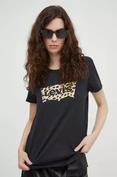 Хлопковая футболка Levi's, черный