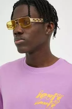 Хлопковая футболка Levi's, фиолетовый