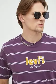 Хлопковая футболка Levi's, фиолетовый