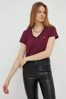 Хлопковая футболка Levi's, гранат