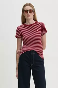 Хлопковая футболка Levi's, гранатовый
