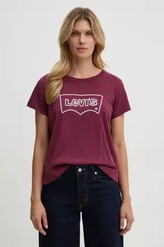 Хлопковая футболка Levi's, гранатовый