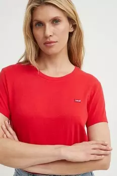 Хлопковая футболка Levi's, красный