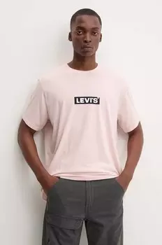 Хлопковая футболка Levi's, розовый