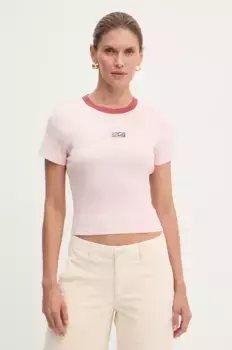 Хлопковая футболка Levi's, розовый