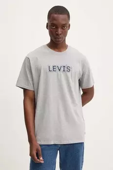 Хлопковая футболка Levi's, серый