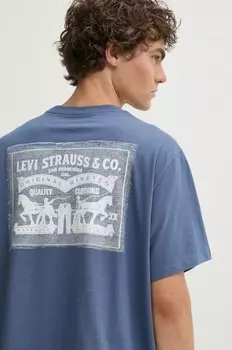 Хлопковая футболка Levi's, синий
