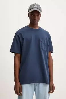 Хлопковая футболка Levi's, темно-синий
