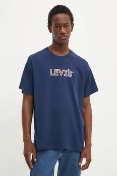 Хлопковая футболка Levi's, темно-синий