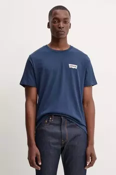 Хлопковая футболка Levi's, темно-синий