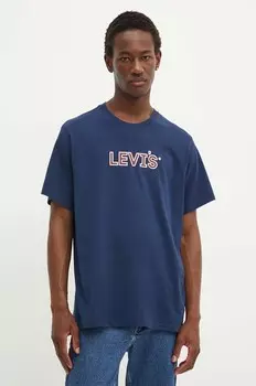 Хлопковая футболка Levi's, темно-синий