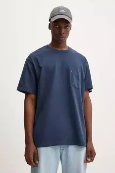 Хлопковая футболка Levi's, темно-синий