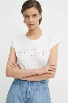 Хлопковая футболка Лилит Pepe Jeans, белый