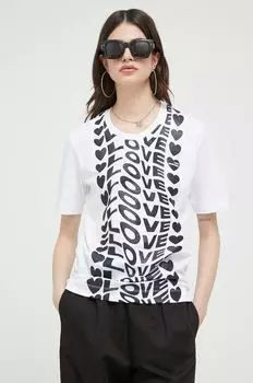 Хлопковая футболка Love Moschino, белый