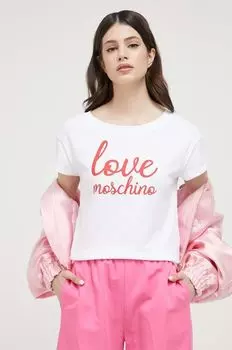 Хлопковая футболка Love Moschino, белый