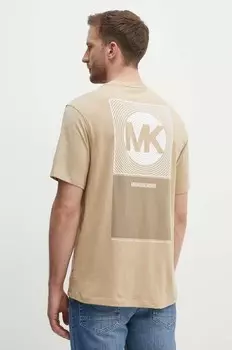 Хлопковая футболка Michael Kors, бежевый